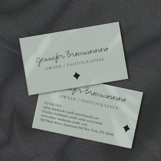 Sage Green minimalist professional calligraphy Business Card (Creator Uploaded)