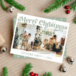 Sage Green Minimalist Retro Christmas Two Photo Holiday Card<br><div class="desc">Sage Green Minimalist Retro Christmas Two Photo Holiday Card</div>