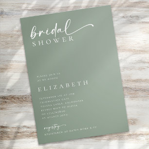 Sage Green Minimalist Script Bridal Shower Invitation