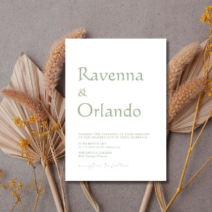 Sage Green Minimalist Simple Modern Wedding Invitation
