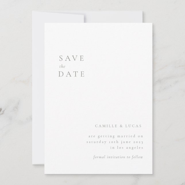 Sage Green Minimalist Text and Photo Save the date Invitation (Front)