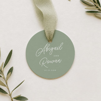 Sage Green Minimalist Wedding Favour Tag