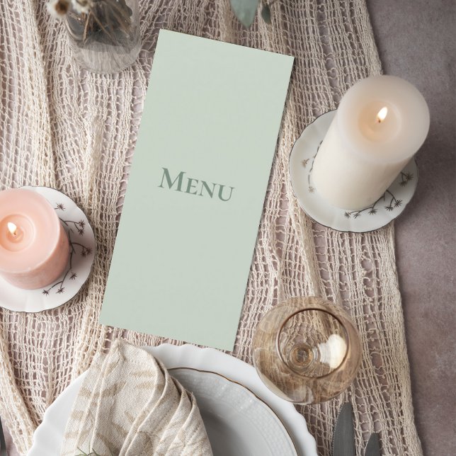 Sage Green Minimalist Wedding Menu Card (Creator Uploaded)