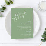 Sage Green Minimalist Wedding Menu Card<br><div class="desc">*** Please enter H012 in the store search to find all matching items *** Or visit our Sage Green Minimalist Collection. *** This high-quality design is easy to customise to match your wedding colours, styles and theme. For further customisation, please click the "Edit using Design Tool" link and use our...</div>