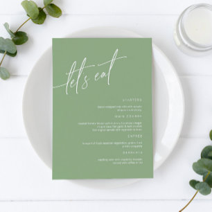 Sage Green Minimalist Wedding Menu Card