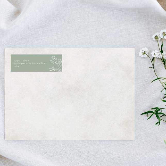 Sage Green, Minimalist Wedding Return Address Label (Creator Uploaded)