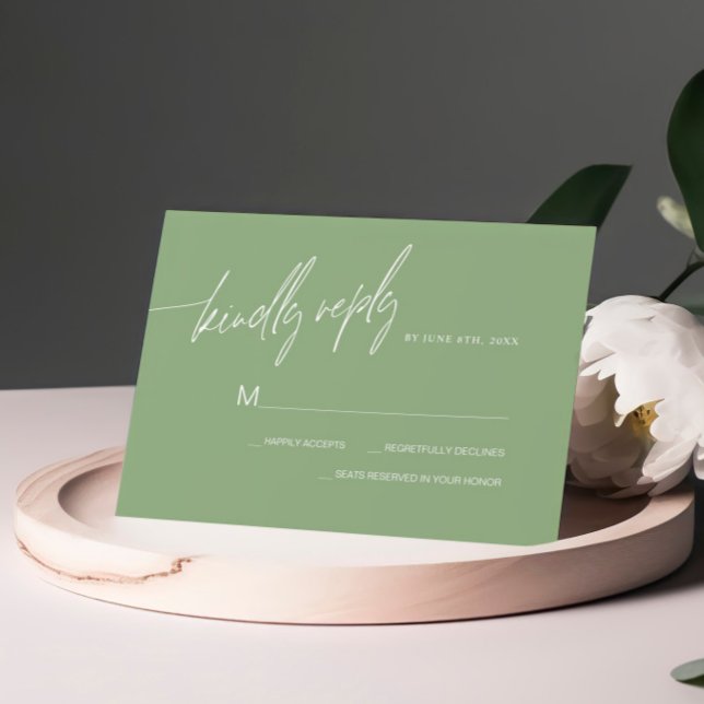 Sage Green Minimalist Wedding RSVP Card (Creator Uploaded)