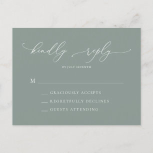 Sage Green Minimalist Wedding RSVP Postcard
