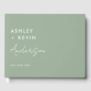 Sage Green Minimalist Wedding Sign in Guest Book