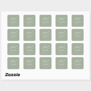 Sage Green Minimalist Wedding Sticker