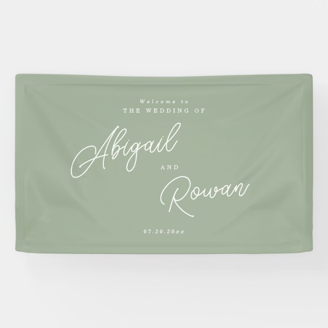 Sage Green Minimalist Wedding Welcome Banner (Horizontal)