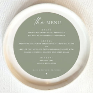Sage Green Minimalist Wedding | Woodland Round Menu