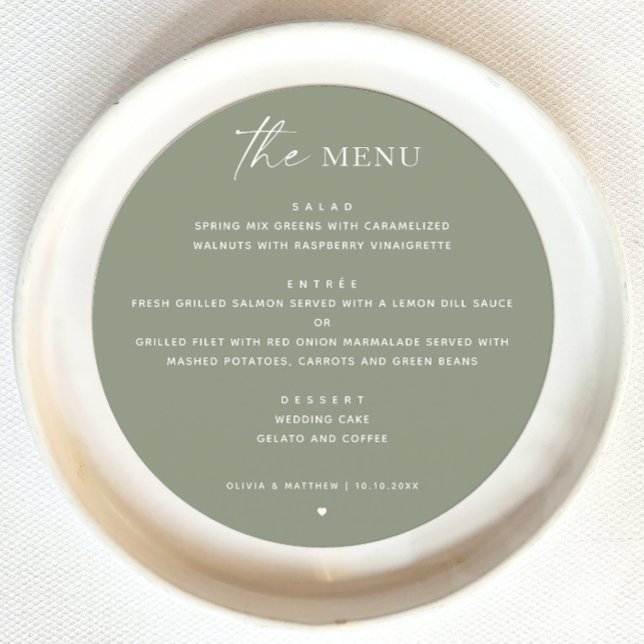 Sage Green Minimalist Wedding | Woodland Round Menu (Creator Uploaded)