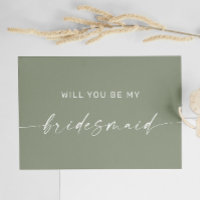 Sage Green Minimalist Woodland Bridesmaid Proposal