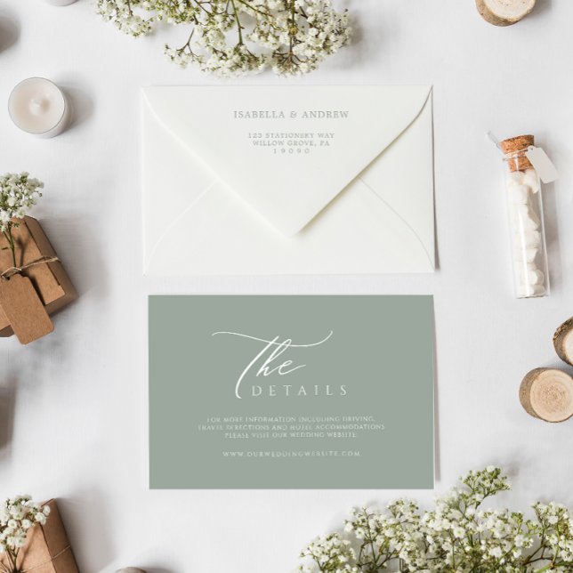Sage Green Minimalistic  Wedding Details   Enclosure Card (Creator Uploaded)