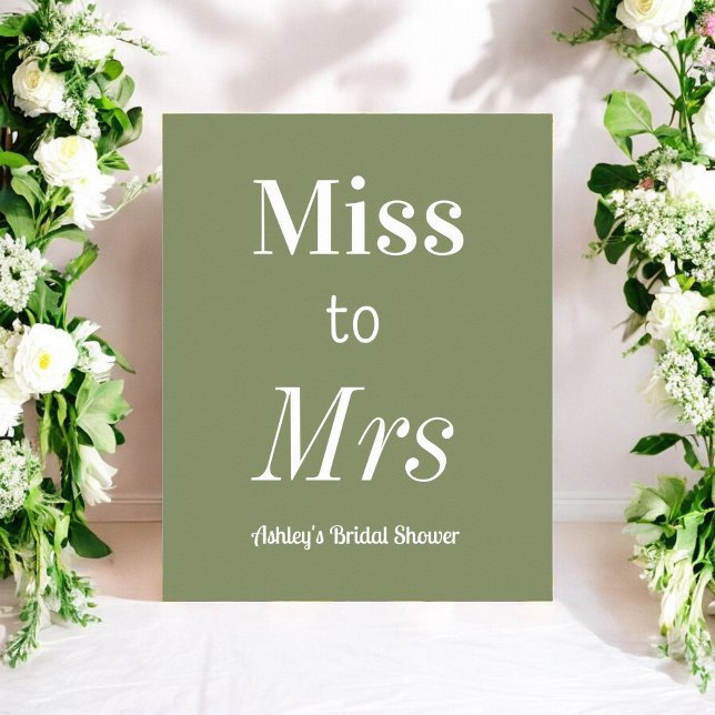 Sage Green Miss to Mrs Bridal Shower Poster (Creator Uploaded)