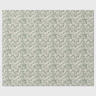 Sage Green Mistletoe & White Berry Festive Wrapping Paper