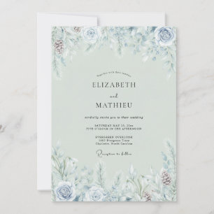 Sage Green Misty Winter Wedding Invitation