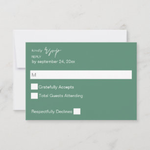 Sage Green MOD Calligraphy no Meal RSVP Card