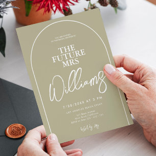 Sage Green Modern Arch Minimalist  Bridal Shower Invitation