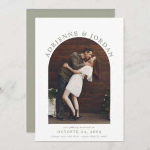 Sage Green Modern Arch Photo Save the Date