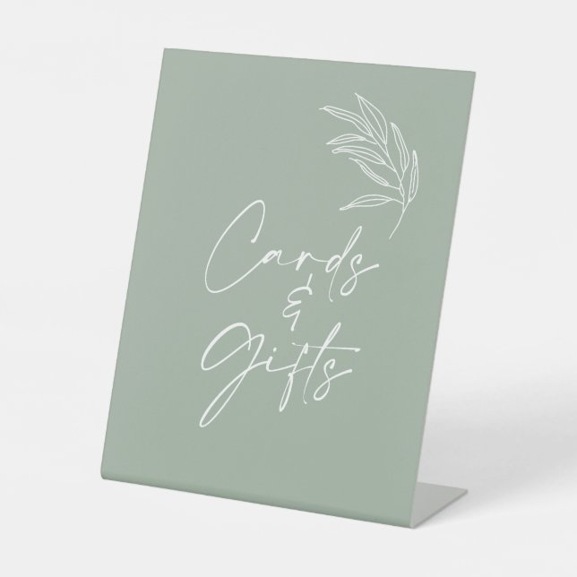 Sage Green Modern Baby Shower Cards And Gifts Pedestal Sign (Front)
