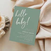 Sage Green Modern Boho Hello Baby Shower