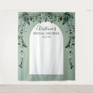 Sage Green Modern botanic leaves photo backdrop Tapestry