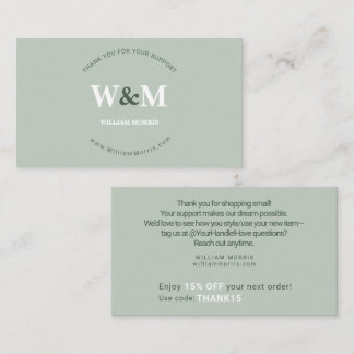 Sage Green Modern Botanical Branded Company Thanks Business Card