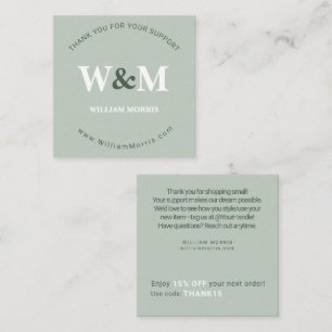 Sage Green Modern Botanical Branded Company Thanks Square Business Card