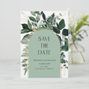 Sage Green, Modern Botanical Greenery QR code  Save The Date