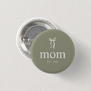 Sage Green Modern Bow Mum 3 Cm Round Badge