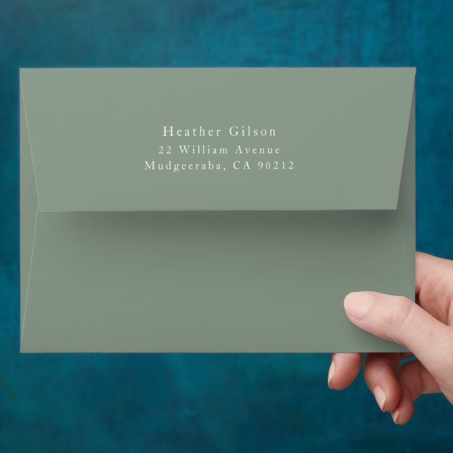 Sage Green Modern Bridal Shower Wedding Invitation Envelope (Hand)