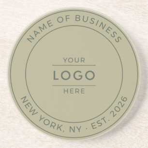 Sage Green Modern Business Logo Established Year Coaster