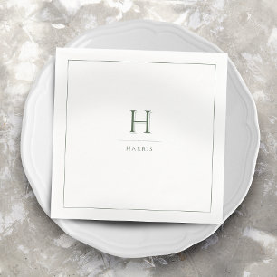 Sage Green Modern Classy Luxe Family Monogram Napkin