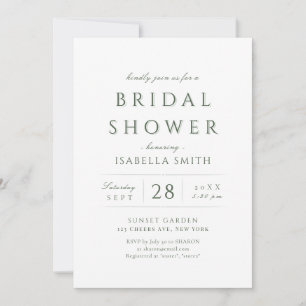 Sage Green Modern Classy Luxury Bridal Shower Invitation