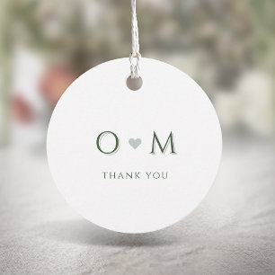 Sage Green Modern Classy Luxury Monogram Favour Tags