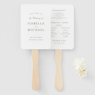 Sage Green Modern Classy Wedding Program Hand Fan
