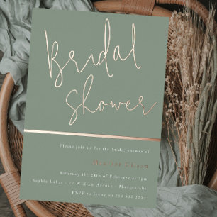 Sage Green Modern Elegant Bridal Shower Rose Gold