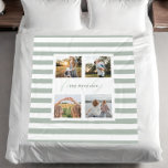 Sage Green Modern Elegant Family 4 Photo  Fleece Blanket<br><div class="desc">Sage Green Modern Elegant Family 4 Photo Blanket</div>