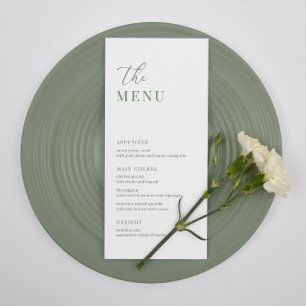 Sage Green Modern Elegant Wedding Reception Menu