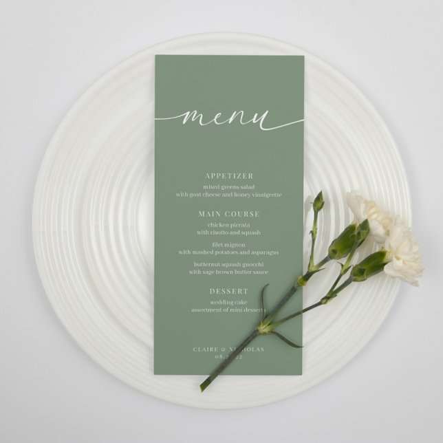 Sage Green Modern Elegant Wedding Reception Menu (Creator Uploaded)