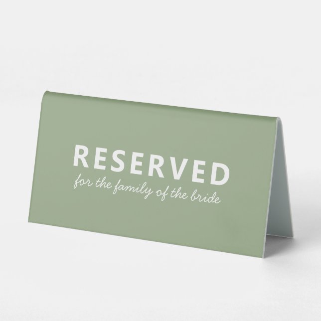 Sage Green Modern Elegant Wedding Reserved (Front)