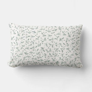 Sage Green Modern Farmhouse Daisy Buds Pattern Lumbar Cushion