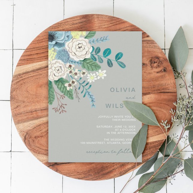 Sage green modern floral Wedding Invitation (Creator Uploaded)