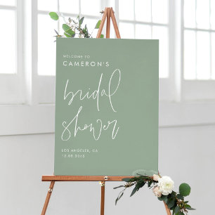Sage Green Modern Handwritten Script Bridal Shower Poster