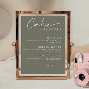Sage Green Modern Menu Cake Wedding Cake Sign