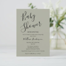 Sage Green Modern Minimalist Script Baby Shower