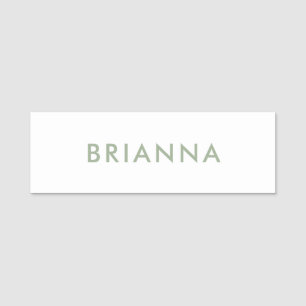 Sage Green Modern Minimalist Script Custom Name Tag