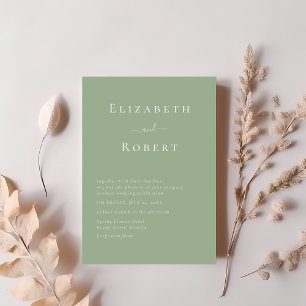 Sage Green Modern Minimalist Script Wedding Invitation